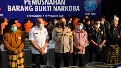 Buah Sinergitas, Polda Riau Bersama BNNP Riau Musnahkan 122 KG Sabu, Ribuan Ekstasi