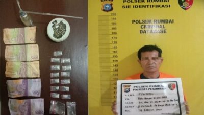 Polsek Rumbai Amankan Seorang Tersangka Pengedar Narkotika Janis Sabu di Jalan Tirtonadi