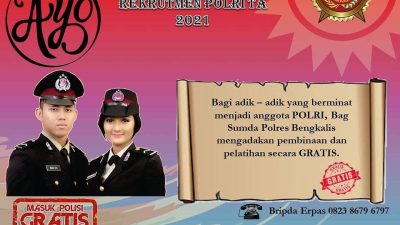No Calo : Polres Bengkalis Buka Pendaftaran Jadi Anggota POLRI Tahun 2021