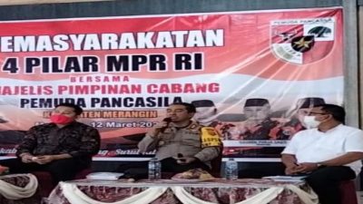 Kapolres Merangin Hadiri Acara Pemasyarakatan Pemuda Pancasila di Aula Serba Guna Pematang Kandis