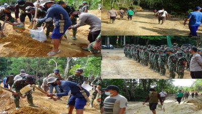Semangatnya Satgas TMMD Ke-110 Bersama Masyarakat, Jalan TMMD Mulai Terbuka