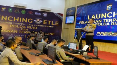 Launching E-TLE Nasional, Kapolda Riau Resmikan Pelayanan Terpadu Online Polda Riau
