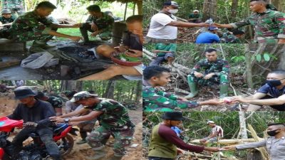 Di Lokasi TMMD 110, Satgas Istrahat Bersama Mastarakat Saling Adu Bako