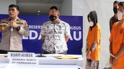 Polda Riau Amankan 2 Tersangka Pencurian Uang Nasabah Dengan Kerugian 1,3 Milyar