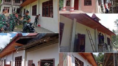 TMMD Ke-110 Kodim Nias Cat Rumah Ibadah Di Ulu Bouso, Warga Jemaat Sangat Berterimakasih
