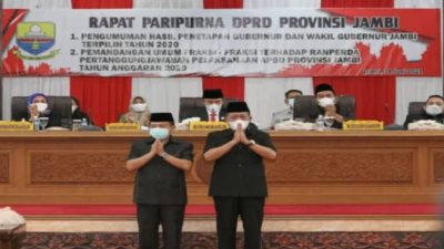 Al Haris – Sani, Sah Gubernur dan Wakil Gubernur Jambi, DPRD Jambi Umumkan Hasil Penetapan KPU