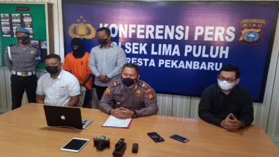 Polsek Lima Puluh Kota Pekanbaru Gelar Press Realese Kasus Pembobolan Dan Pencurian di Caffe Peterselli