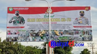 H-1 Peringatan Hari Bhayangkara ke-75, Kodim 0104/Atim Pasang Baliho