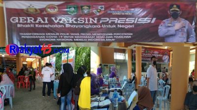 Polres Bengkalis Bersama Relawan Covid-19 Gelar Gerai Vaksin PRESISI Bhakti Kesehatan Bhayangkara untuk Negeri