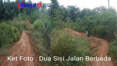 Masyarakat Keluhkan Jalan Pintas Ketika Banjir di Desa Rantau Limau Manis Rusak Parah