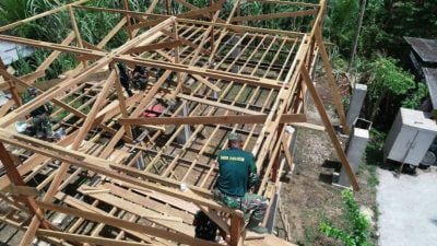 Satgas TMMD Terus Kebut Balai Pengajian Darul Kamil Al-Kiram sudah mencapai 40 persen