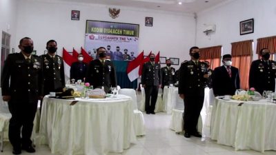 Dandim 0104/Atim Bersama Unsur Forkopimda Kota Langsa Ikuti Upacara HUT TNI ke-76 Secara Virtual