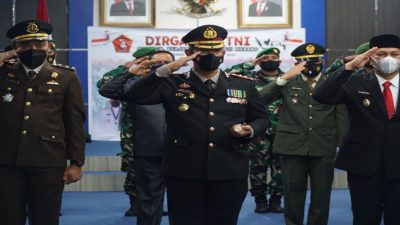 Wabup H Indra Gunawan Pimpinan Upacara Peringatan HUT TNI Ke-76 Tahun 2021 Secar Virtual