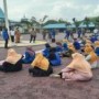 Ket : PMII Bengkalis orasi penolakan dan melawan peredaran narkoba di halaman Bupati Bengkalis (foto/AJOI Bengkalis)
