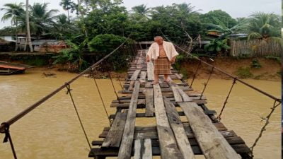 Jembatan Gantung Desa Rantau Limau Manis Butuh Perhatian Dari Pihak Terkait