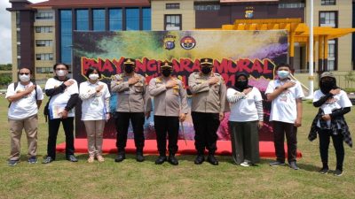 28 Tim Semarakkan Gelaran Bhayangkara Mural Festival 2021 Polda Riau