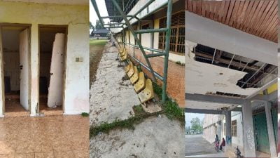 Terlihat Usang Kondisi Stadiun Muhammad Ali di Desa Air Putih Kecamatan Bengkalis