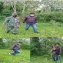 Ket Foto : Sertu MHD Isa Anshori bersama 1 orang Anggota BPD Desa Kelemantan Barat lakukan patroli antisipasi Karhutla (Istimewa).