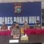 Teks foto : AKBP Eko Wimpiyanto Hardjito SIK pimpin gelar press release Polres Rokan Hulu