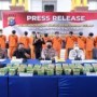 Teks foto : Pers release Polda Riau ungkap peredaran gelap Narkotika 80 kilogram (Istimewa).