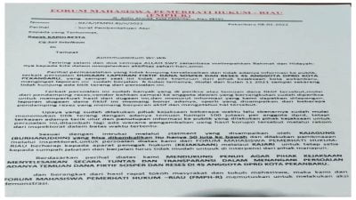 Kasus Dugaan Laporan SPPD Fiktif Dana Sosper dan Reses 45 Anggota DPRD Pekanbaru, FMPH-R Demo Kejari Pekanbaru