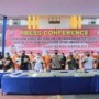 Teks foto : Pres release pengungkapan sabu 61 kg dan pemusnahan di halaman belakang Mapolda. Rabu (16/3/22).