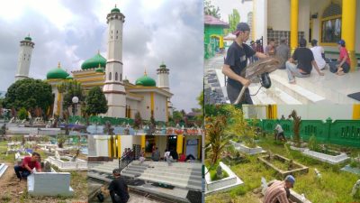 Jelang Bulan Suci Ramadhan 1443 H, Masjid Al-Mubarak Giat Gotong Royong Bersama