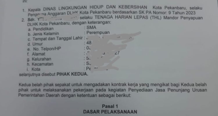 Diduga Mandor Dipecat Tanpa Dasar dan Langgar Perjanjian Kontrak, PJ Walikota Diminta Copot Oknum Kabid DLHK