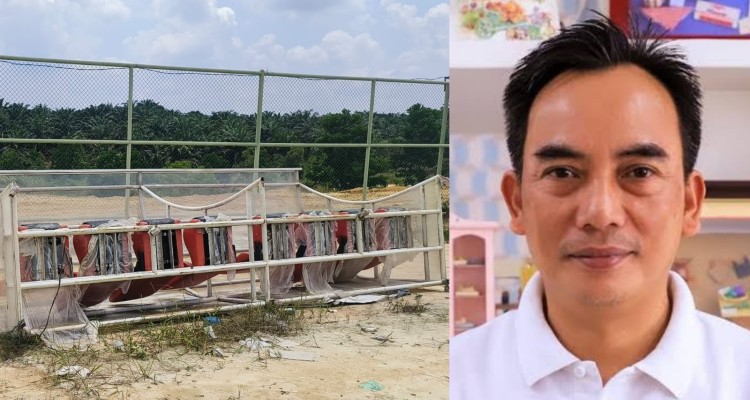 Bench Lapangan Sepak Bola Yang Telah Hancur Dan Tidak Terurus & Kadispora Kota Pekanbaru, Hazli Fendriyanto.