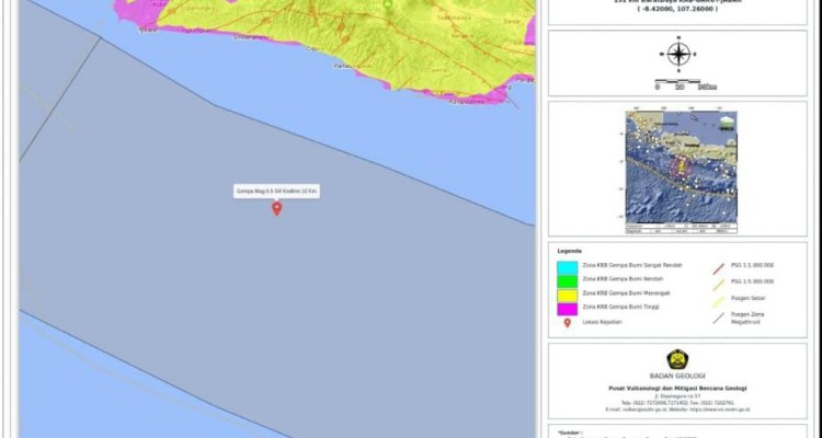 Badan Geologi: Gempa M6,2 di Barat Daya Garut Tidak Berpotensi Picu Tsunami