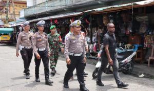 Personil polres meranti, saat lalukan patroli jelang pelantikan presiden