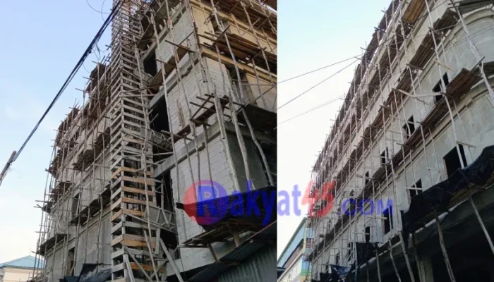 Diduga Tanpa APD, Pekerja Bangunan Morison Hotel Bengkalis Terjatuh dari Lantai Tiga