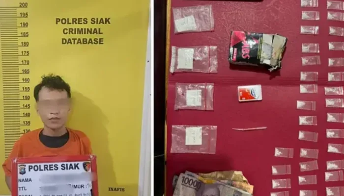 Polres Siak Ringkus Pengedar Shabu di Tualang, 47 Paket Diamankan