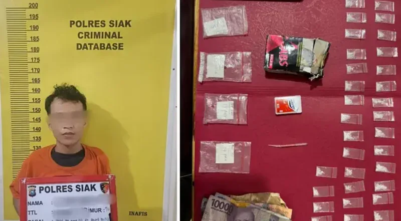 Polres Siak Ringkus Pengedar Shabu di Tualang, 47 Paket Diamankan