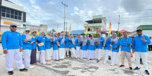 Semangat HAB ke-80, MTs YPPI Bengkalis Tampil Kompak Ikuti Jalan Santai Kemenag