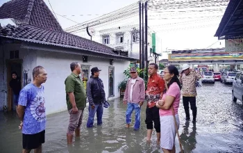 Hujan Deras Picu Banjir di Pringsewu Kota, Bupati Tinjau Sistem Drainase