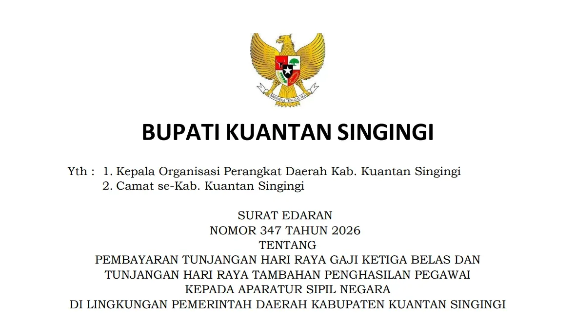 TPP dan THR ASN Kuansing Rp90 Miliar, Bupati Minta Dibanjakan di Pasar Lokal