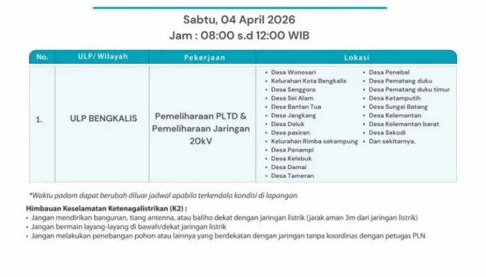 Pemadaman Listrik Bengkalis, PLN Lakukan Perbaikan Kubikel 20 kV di PLTD dan Jaringan SUTM