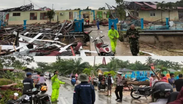 Polres Bengkalis Kawal Penanganan Puting Beliung di Api-Api, Sekolah Rusak Tembus Rp5 Miliar