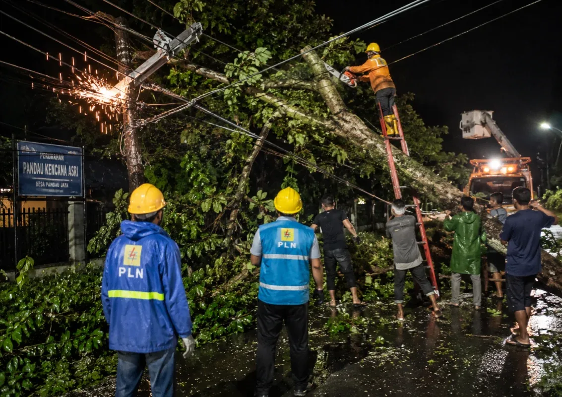 Pohon Durian Tumbang Sebabkan Listrik Padam di Pandau Jaya