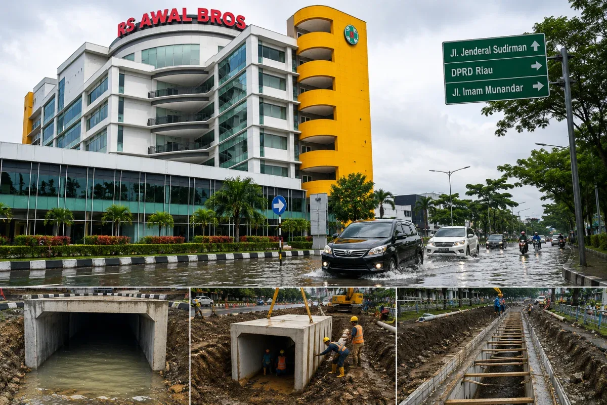 Pemprov Riau dan Pemko Pekanbaru Bangun Box Culvert, Banjir Jalan Sudirman Ditargetkan Berakhir