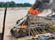 Penertiban PETI Kuansing, Polisi Musnahkan 22 Rakit Tambang Ilegal